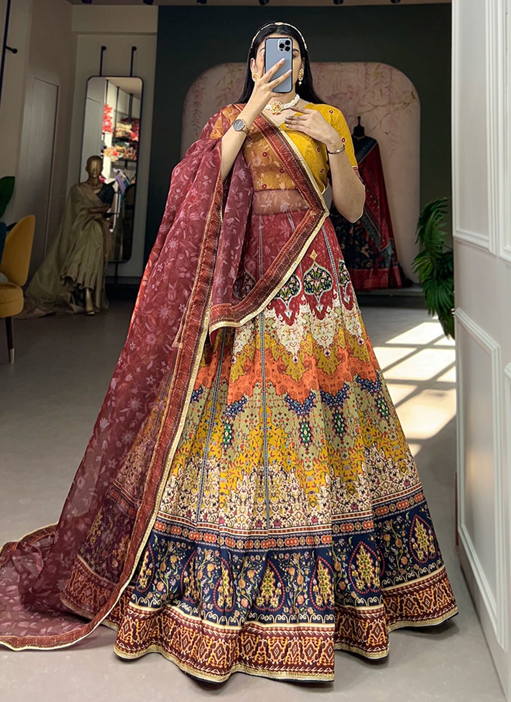 Lace Silk A - Line Lehenga - L1555