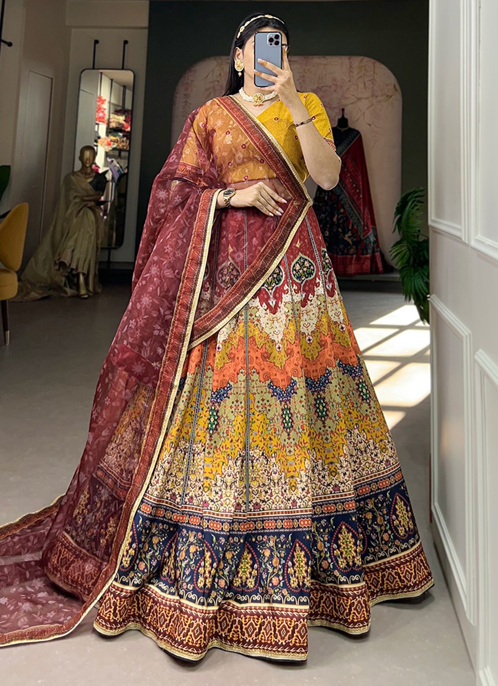 Lace Silk A - Line Lehenga - L1555