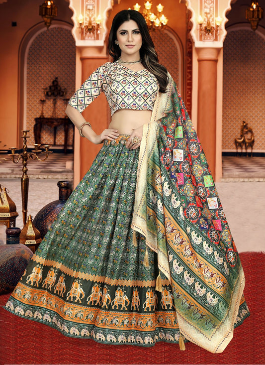 Digital Print Silk A - Line Lehenga - L1210