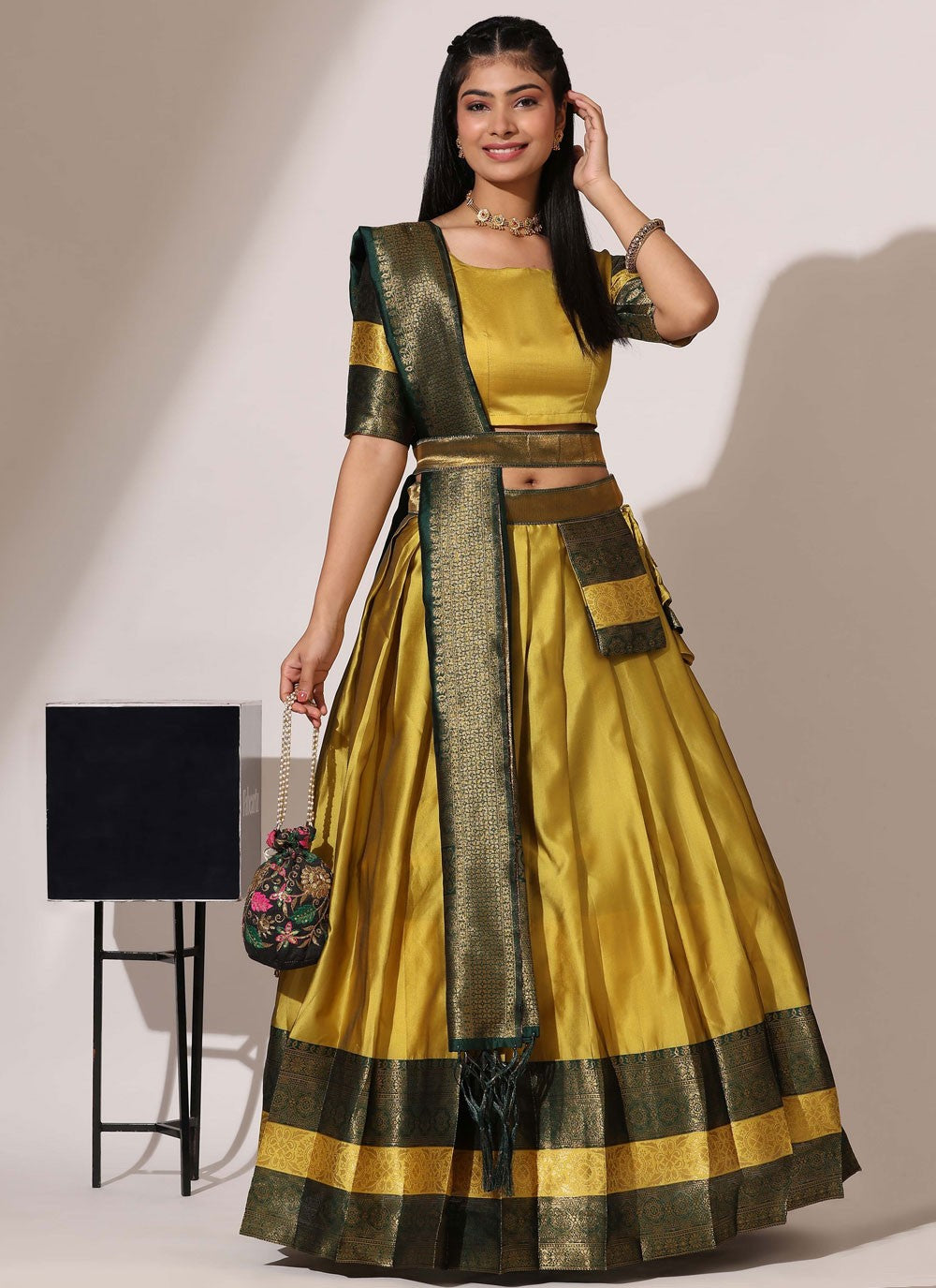 Woven Silk A - Line Lehenga - L2509