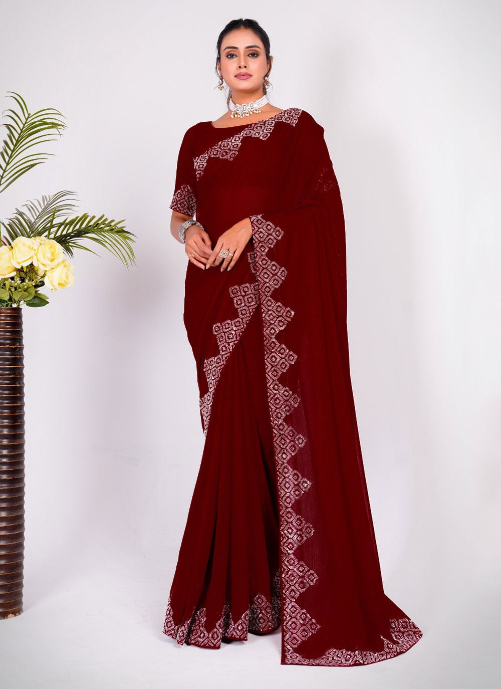 Classic Embroidered Silk Saree - S5636