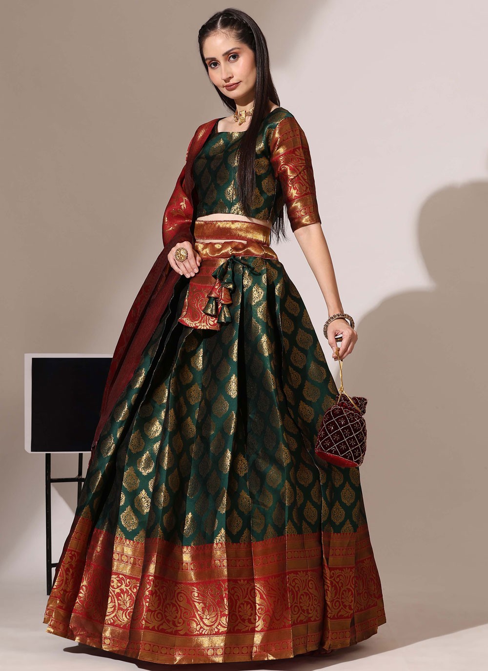 Woven Silk A - Line Lehenga - L2487