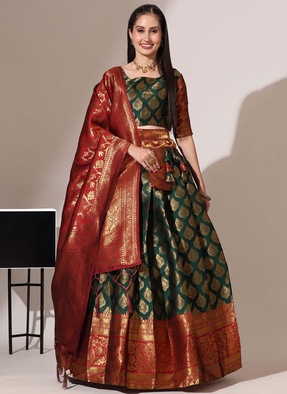 Woven Silk A - Line Lehenga - L2487