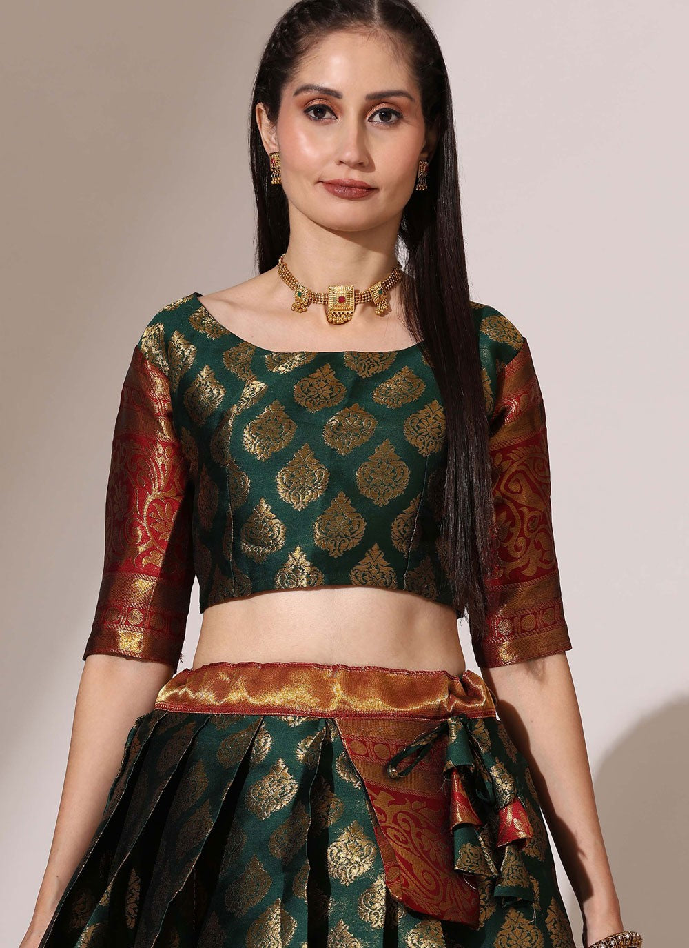 Woven Silk A - Line Lehenga - L2487