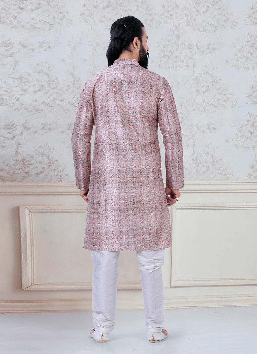 Printed Silk Multi Colour Kurta Pyjama - M3085