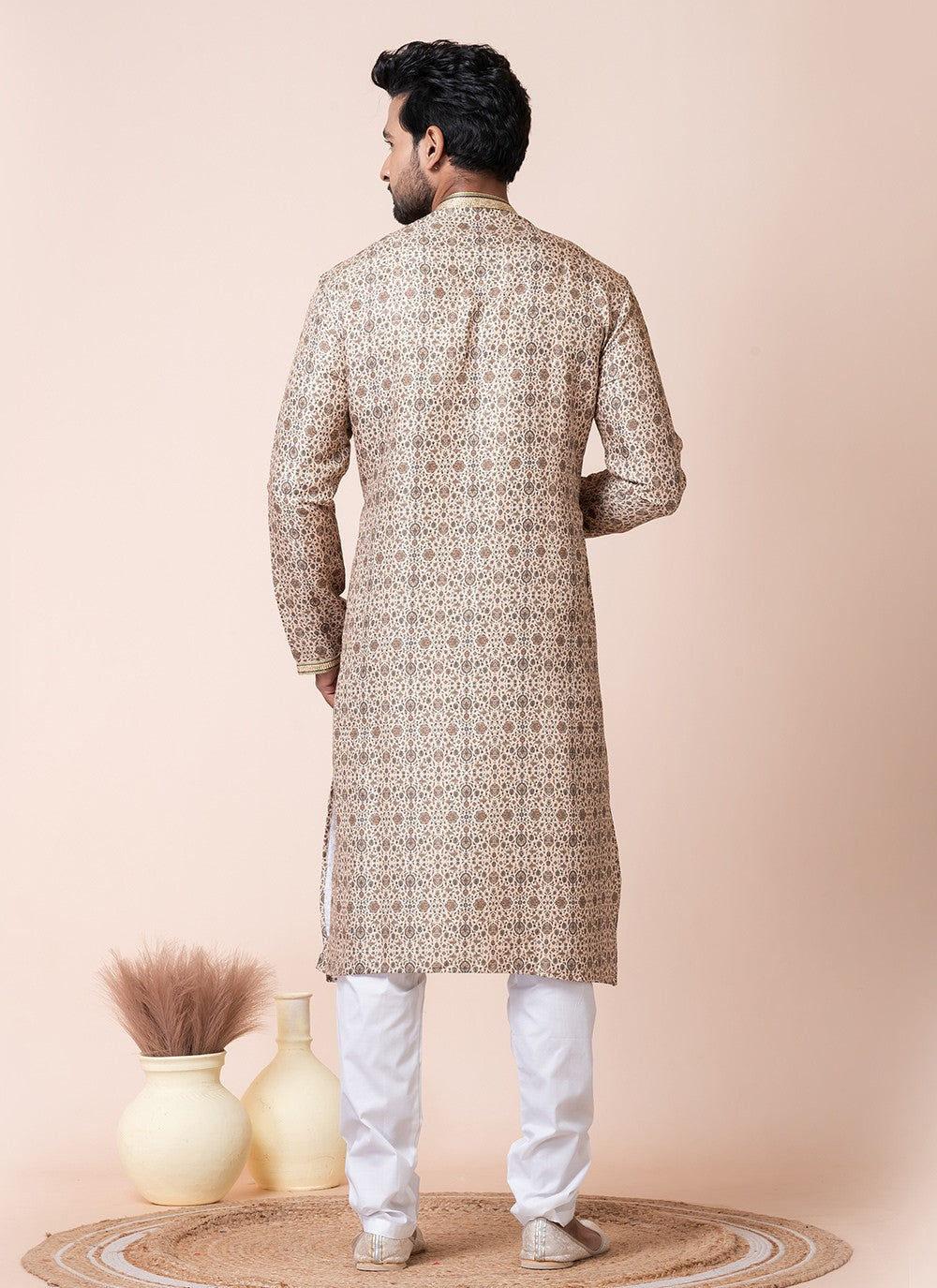 Printed Silk Multi Colour Kurta Pyjama - M8575