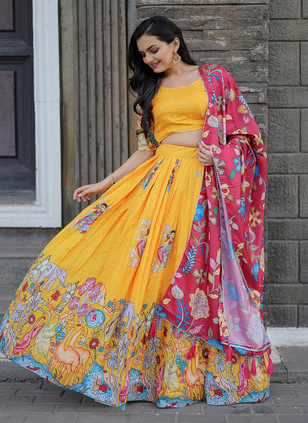 Printed Silk A - Line Lehenga - L1148