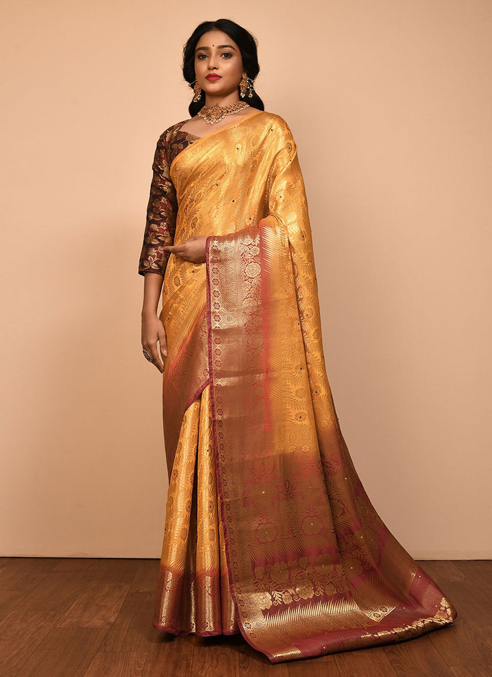 Traditional Embroidered Silk Saree - S1557