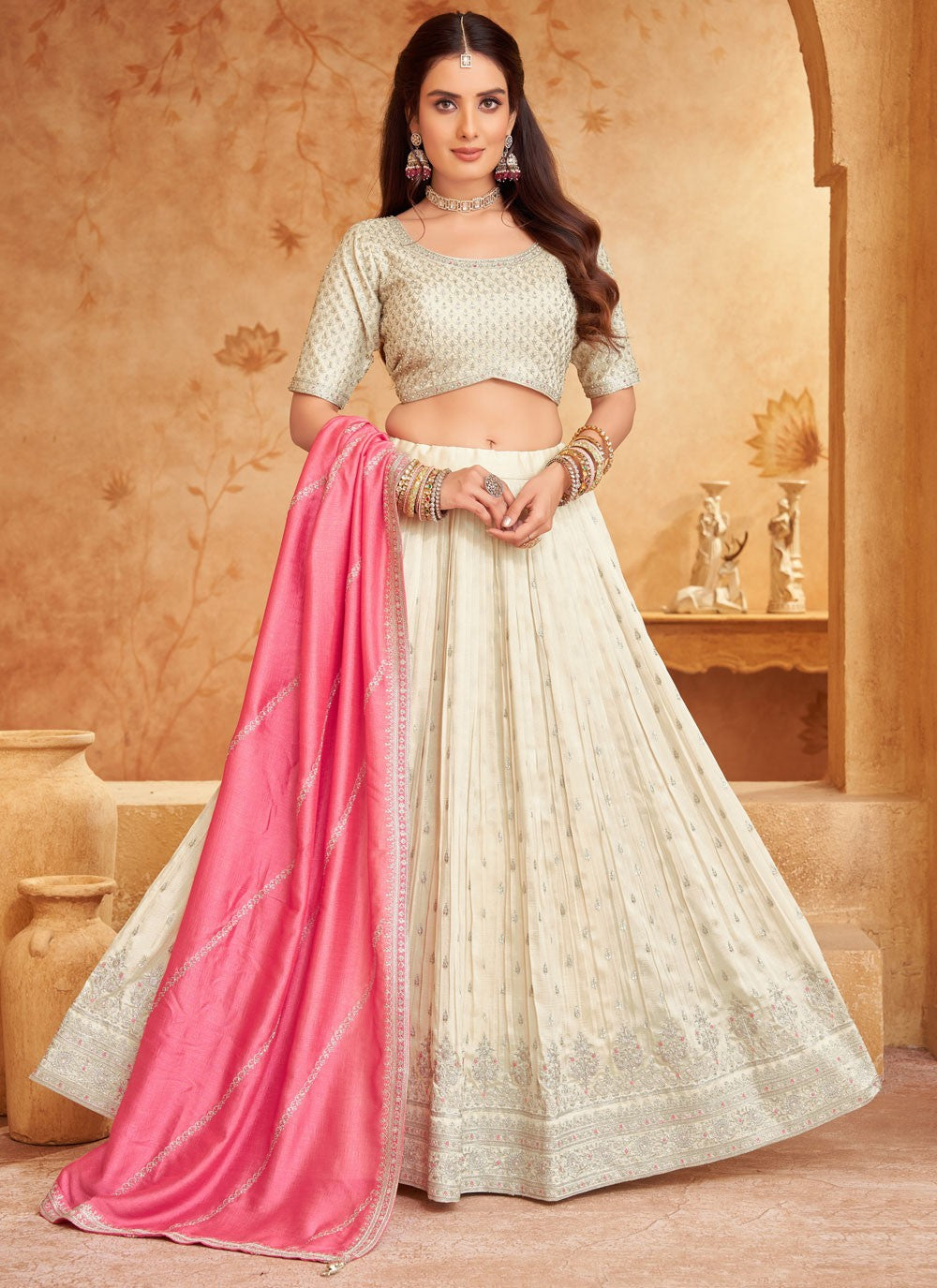 Weaving Zari Silk Readymade Lehenga Choli - L3016