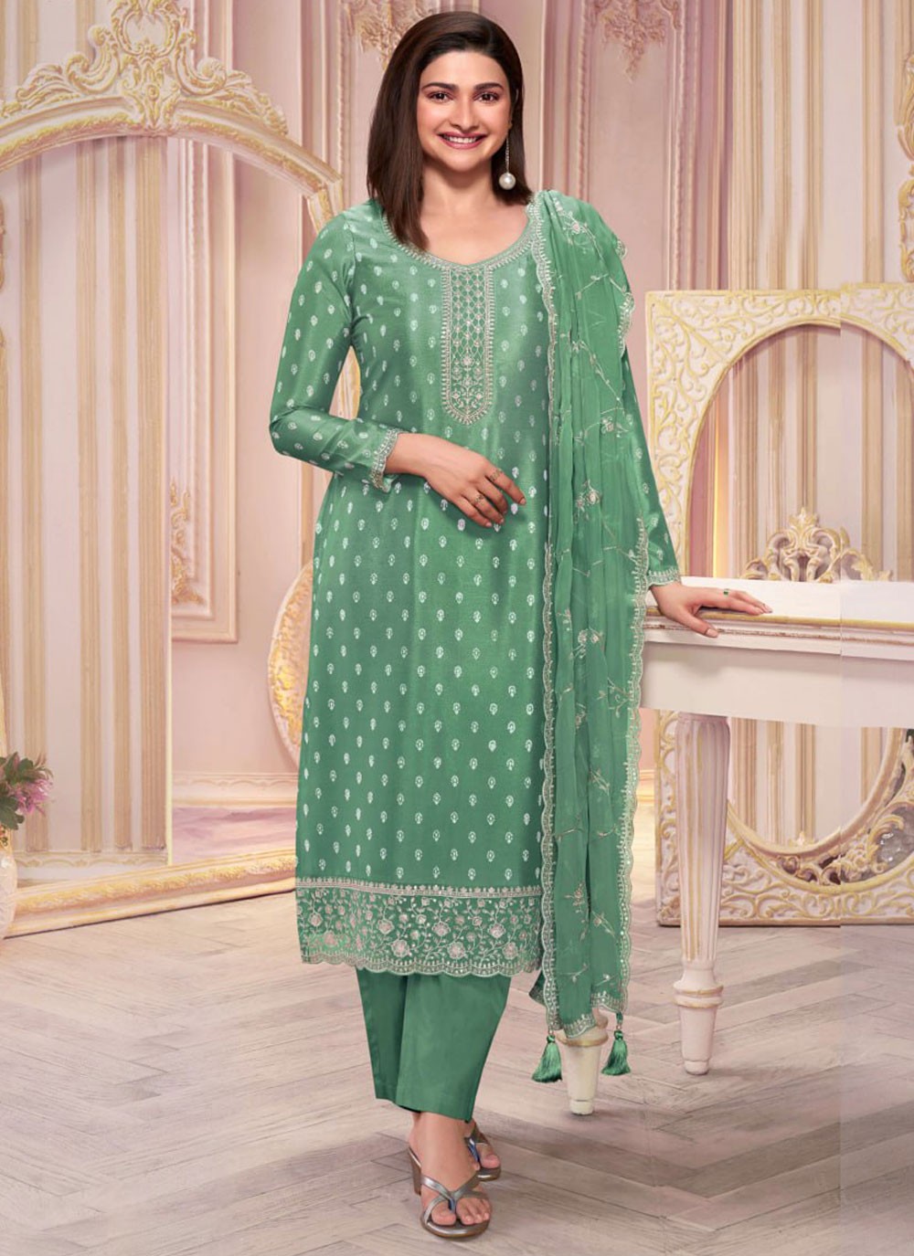 Silk Salwar Suit - T3907