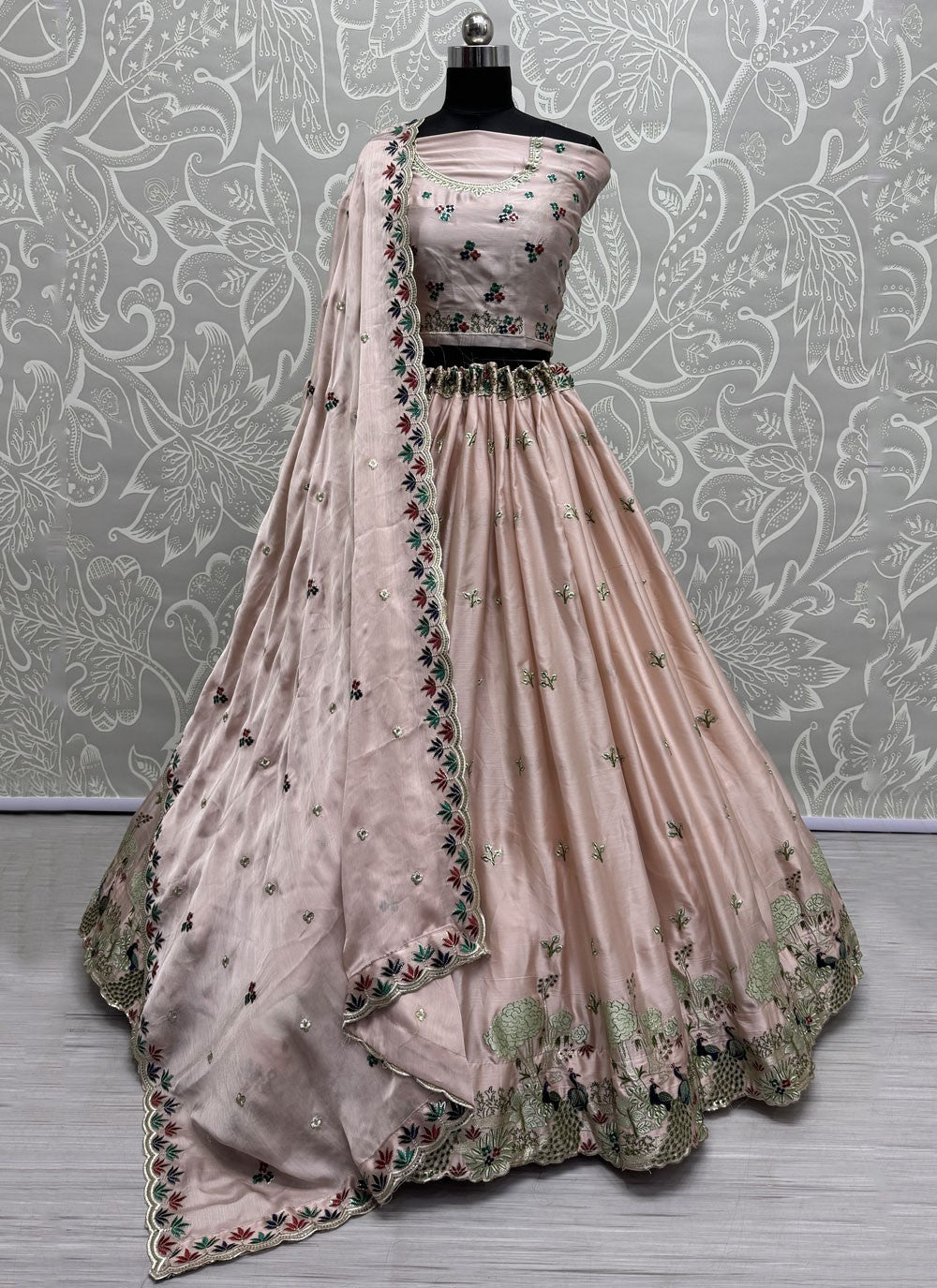 Embroidered Silk A - Line Lehenga - L2989