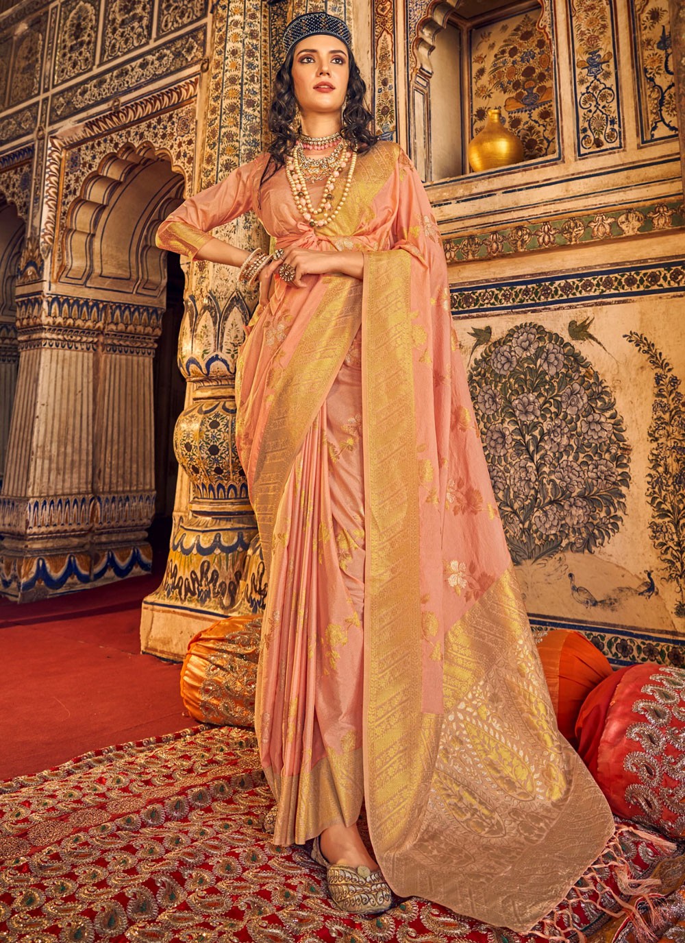 Classic Woven Georgette, Silk Saree - S9105