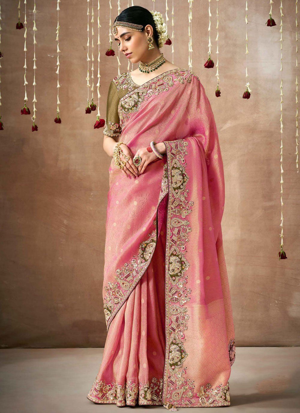 Contemporary Embroidered Organza, Silk Saree - S8348