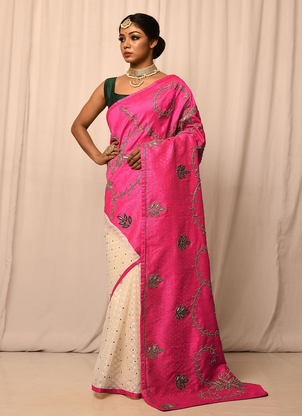 Traditional Embroidered Silk Saree - S1557