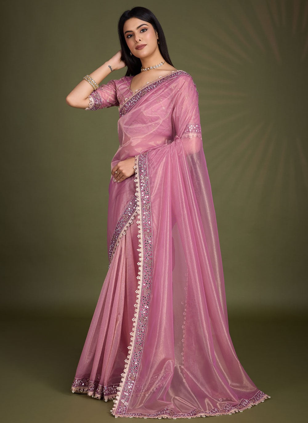 Classic Border Work Silk Saree - S8247