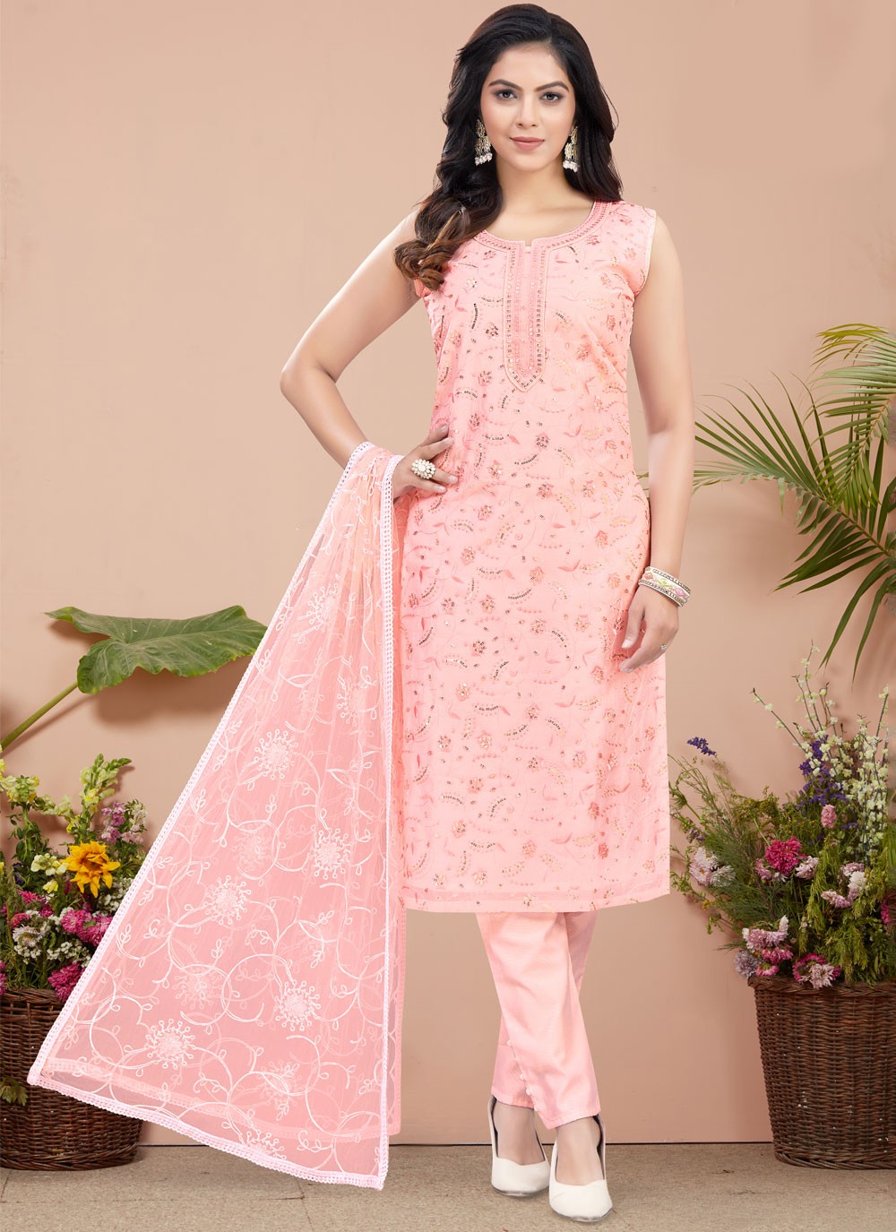 Embroidered Silk Salwar Suit - T4366