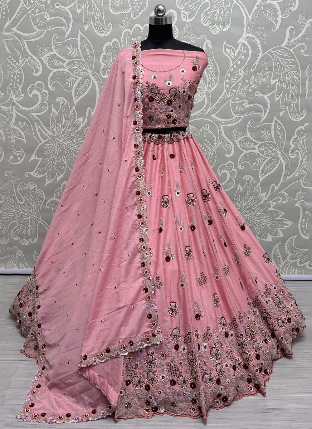 Embroidered Silk A - Line Lehenga - L2991