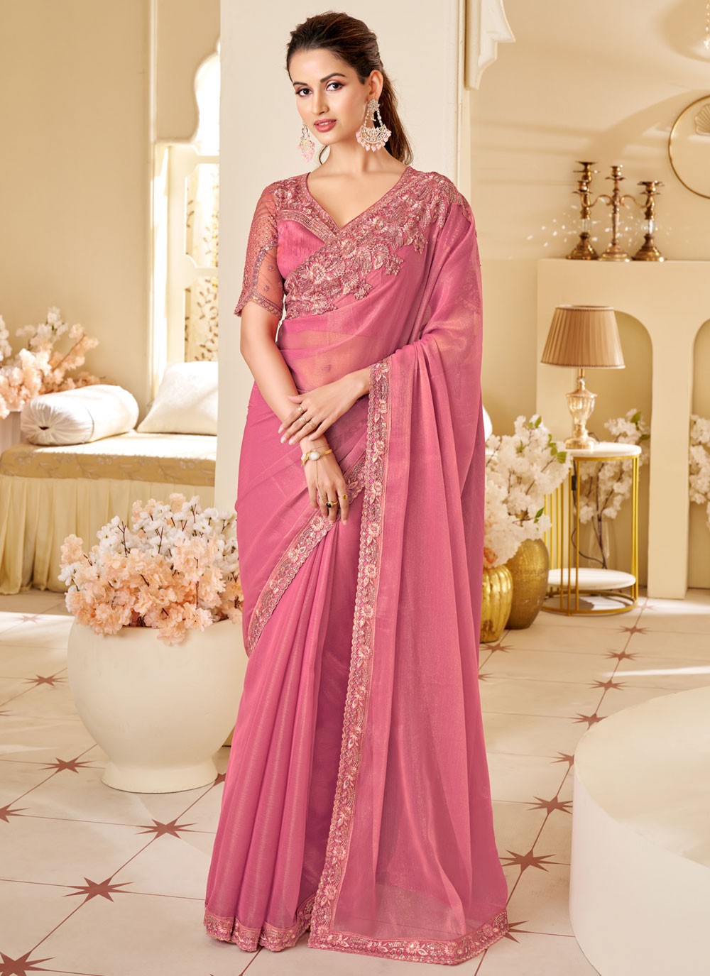 Embroidered, Sequins Shimmer Georgette Saree - S11897