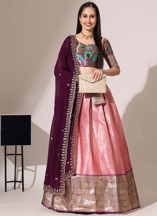 Weaving Zari Silk A - Line Lehenga - L2984