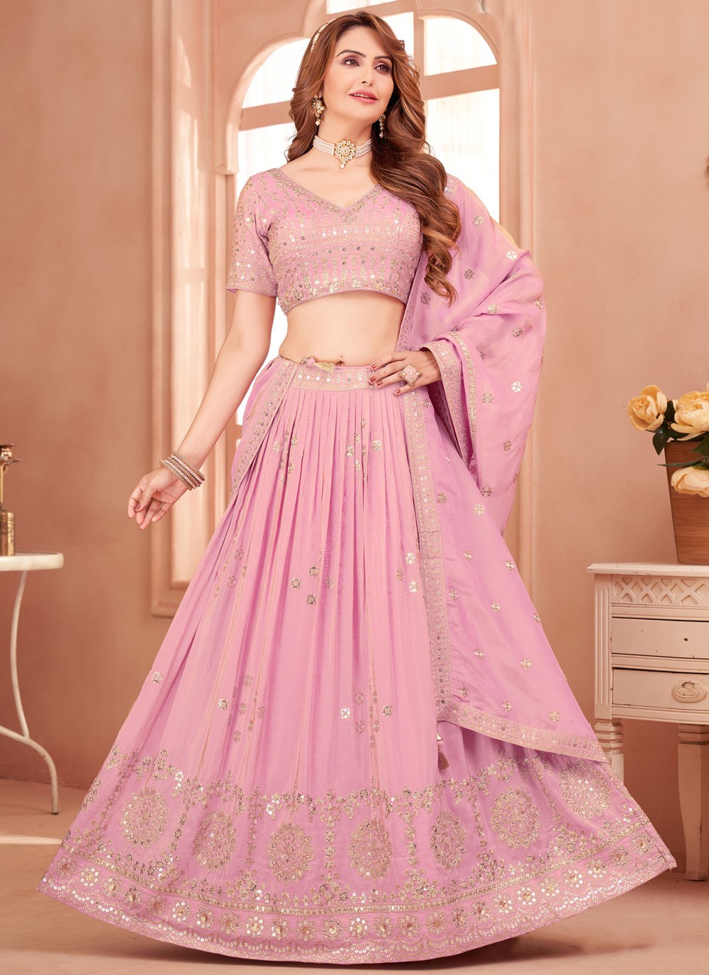 Embroidered Silk Lehenga - L3130