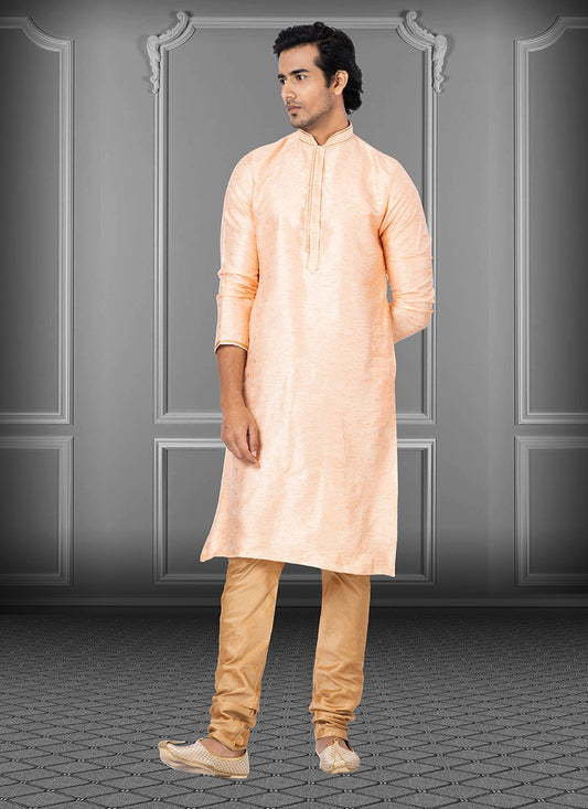 Plain Linen, Silk Cream Kurta Pyjama - M3705