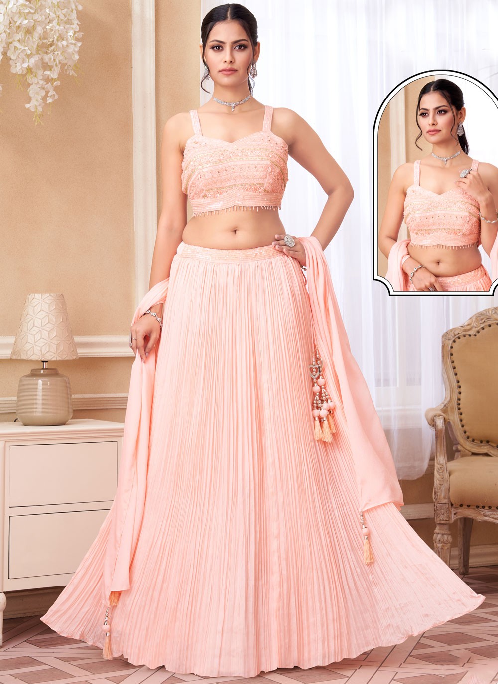 Plain Silk Lehenga - L3036