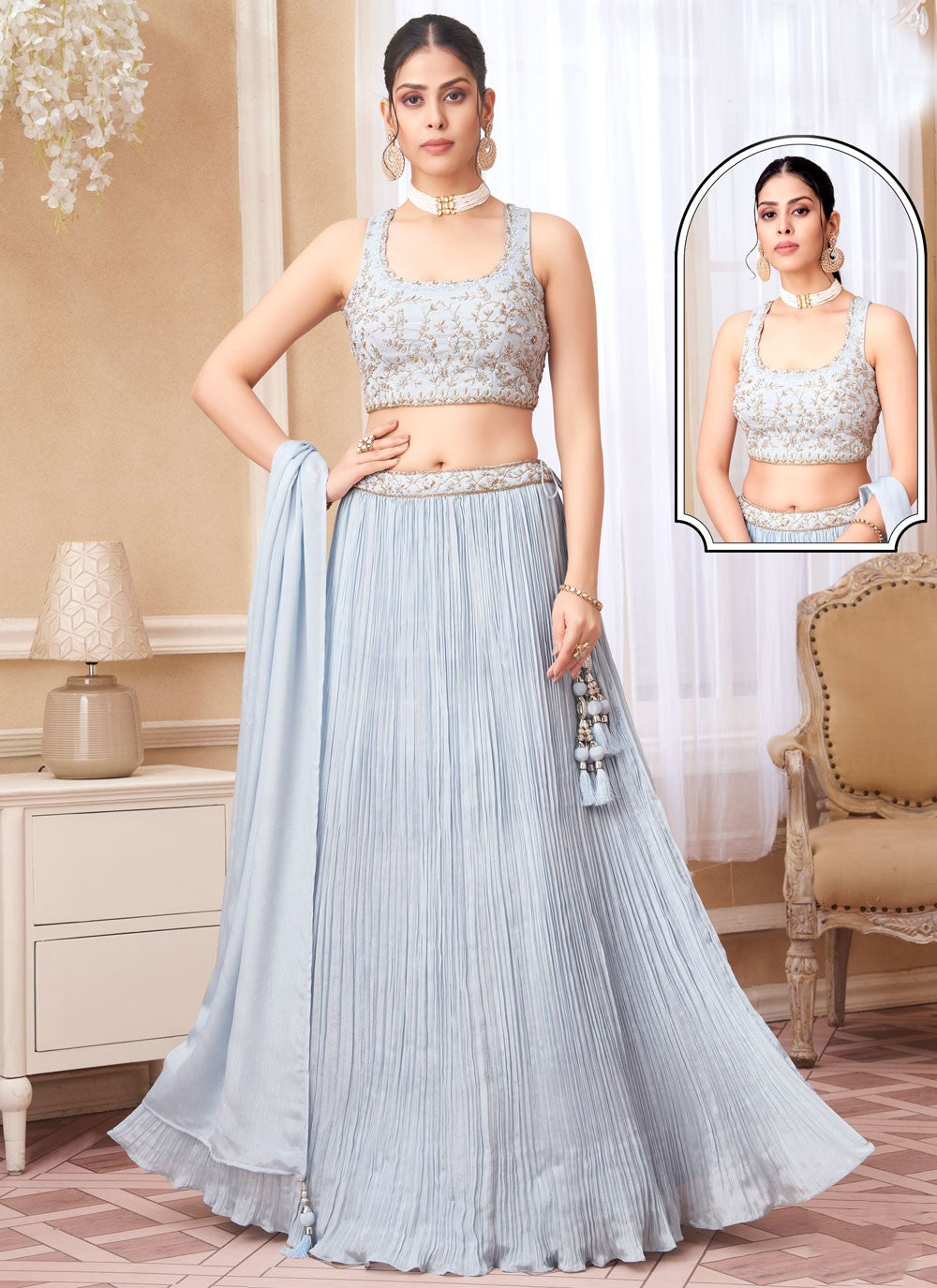 Plain Silk Lehenga - L3036