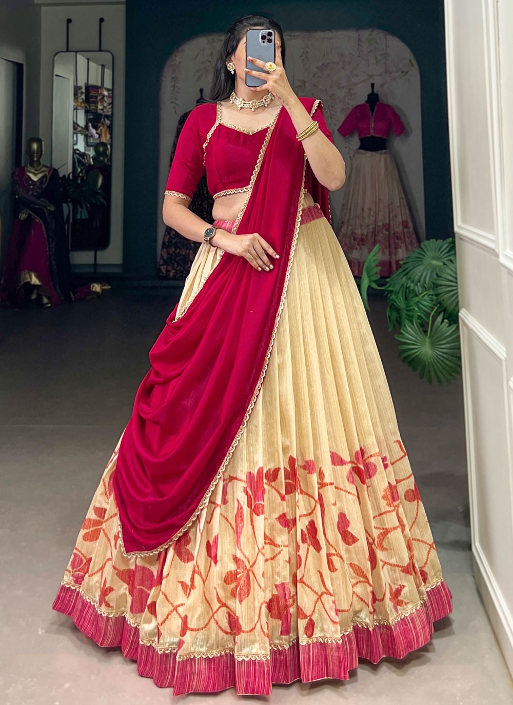 Lace Silk Lehenga - L3064