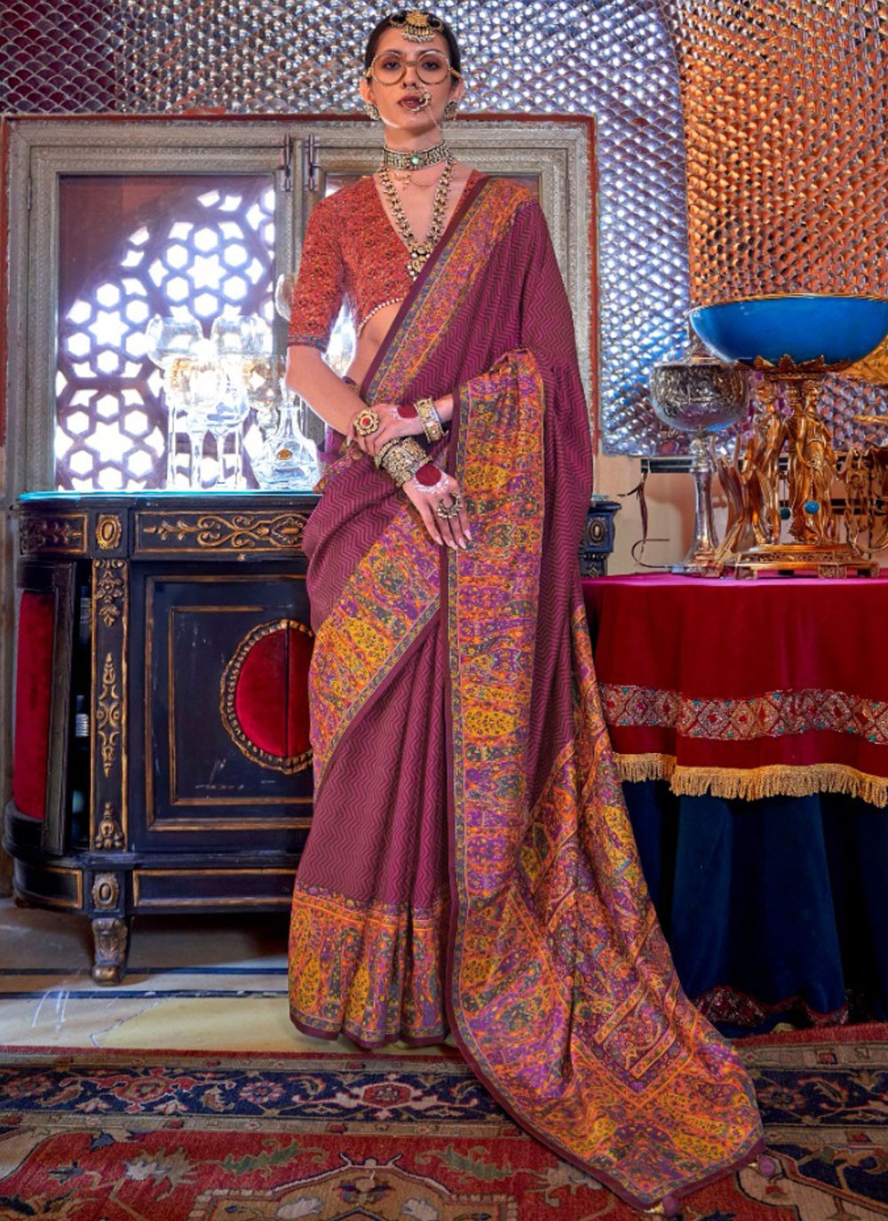 Classic Printed Silk Saree - S9616