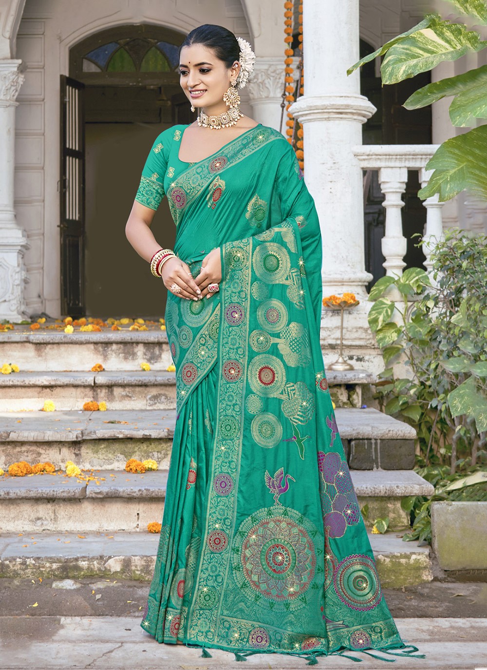 Printed, Zari Silk Saree - S12127