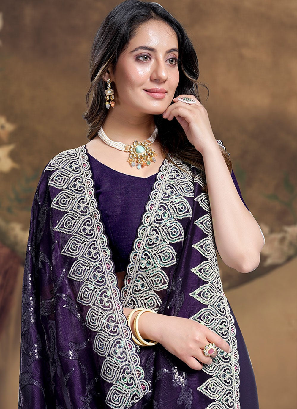 Classic Embroidered Silk Saree - S5933