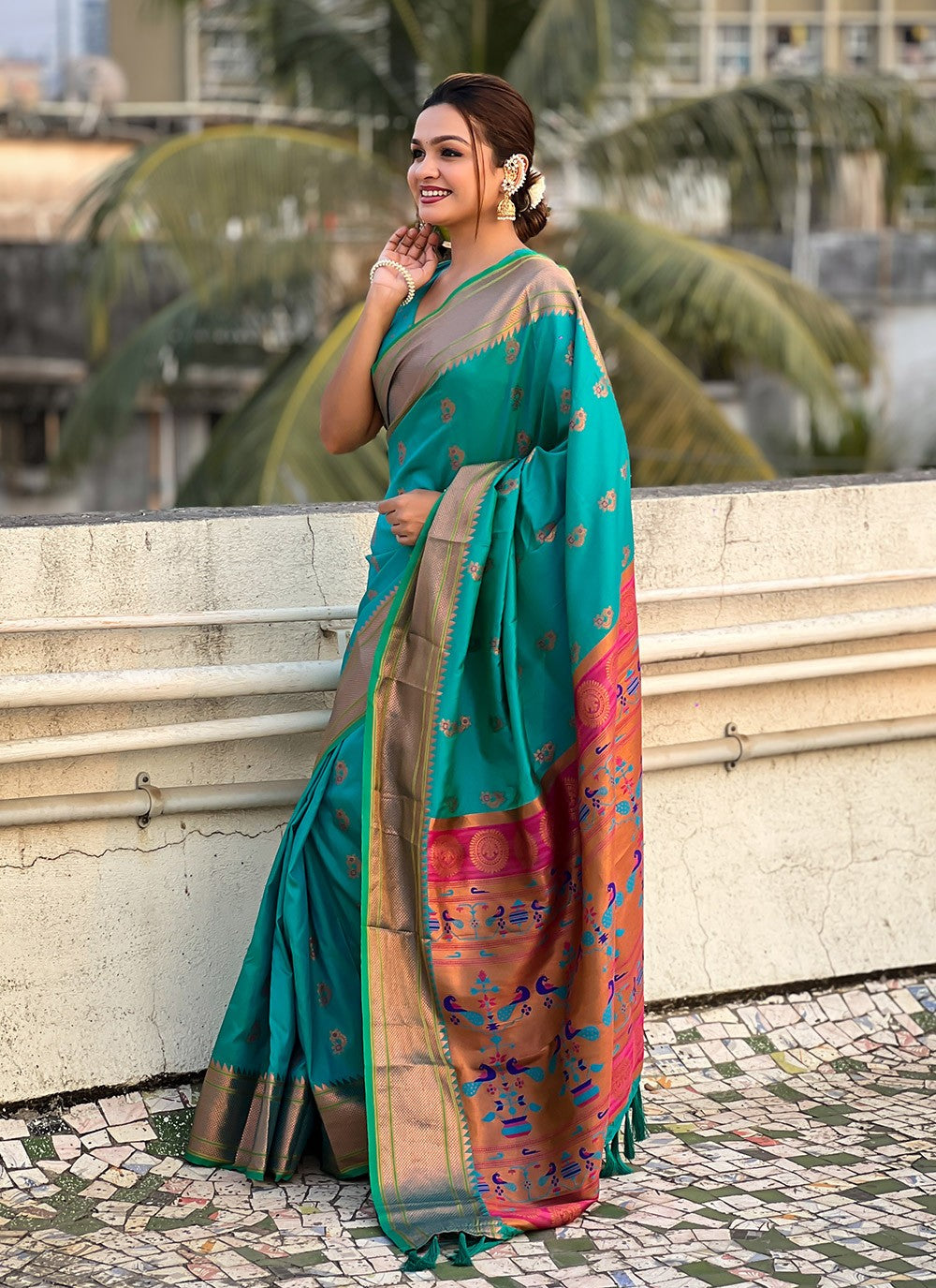 Classic Meenakari Silk Green Saree - S11089