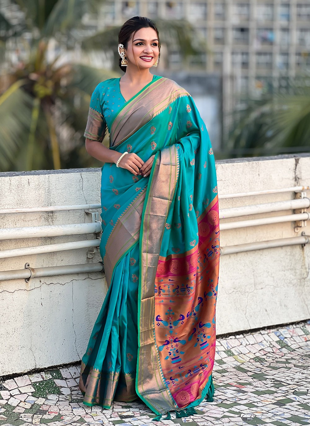 Classic Meenakari Silk Green Saree - S11089