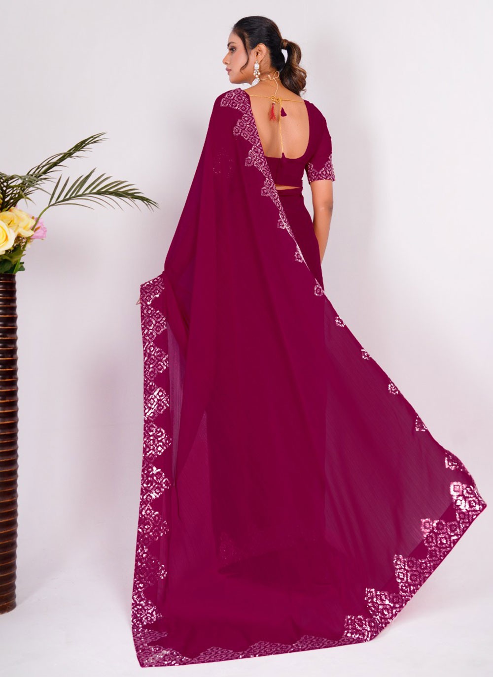 Classic Embroidered Silk Saree - S5636