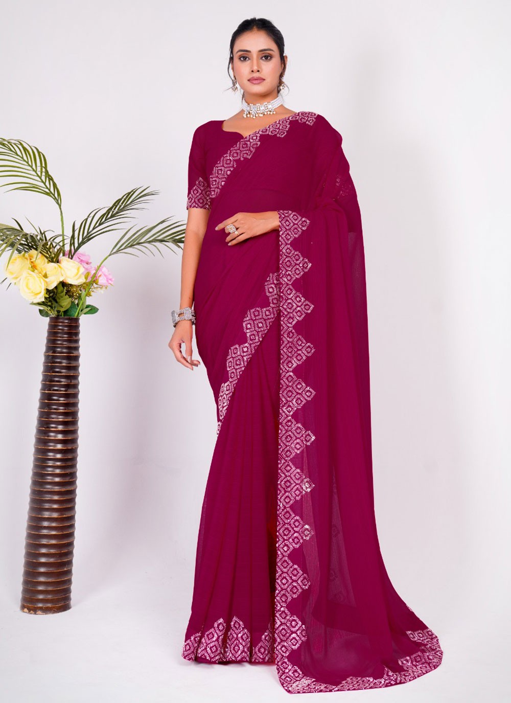 Classic Embroidered Silk Saree - S5636