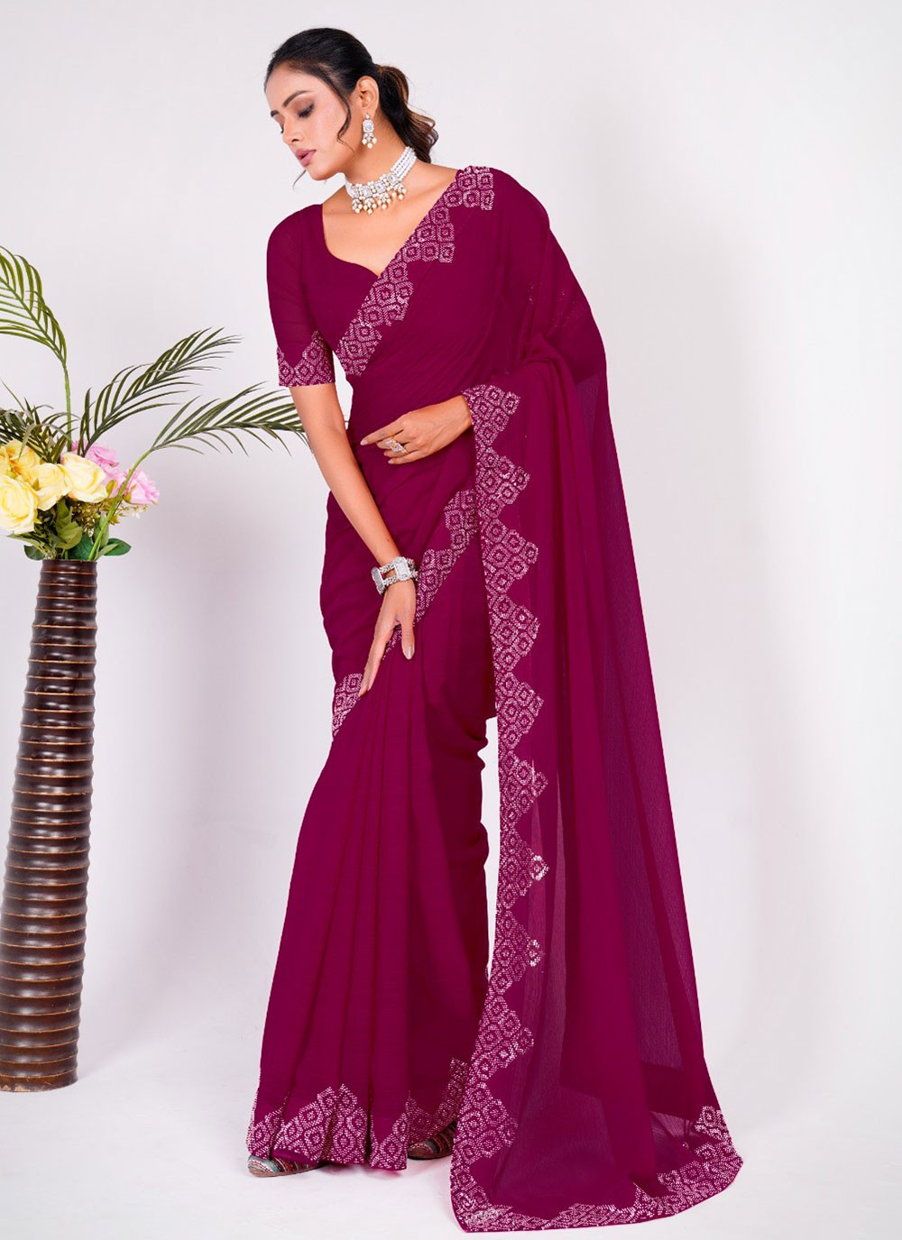 Classic Embroidered Silk Saree - S5636