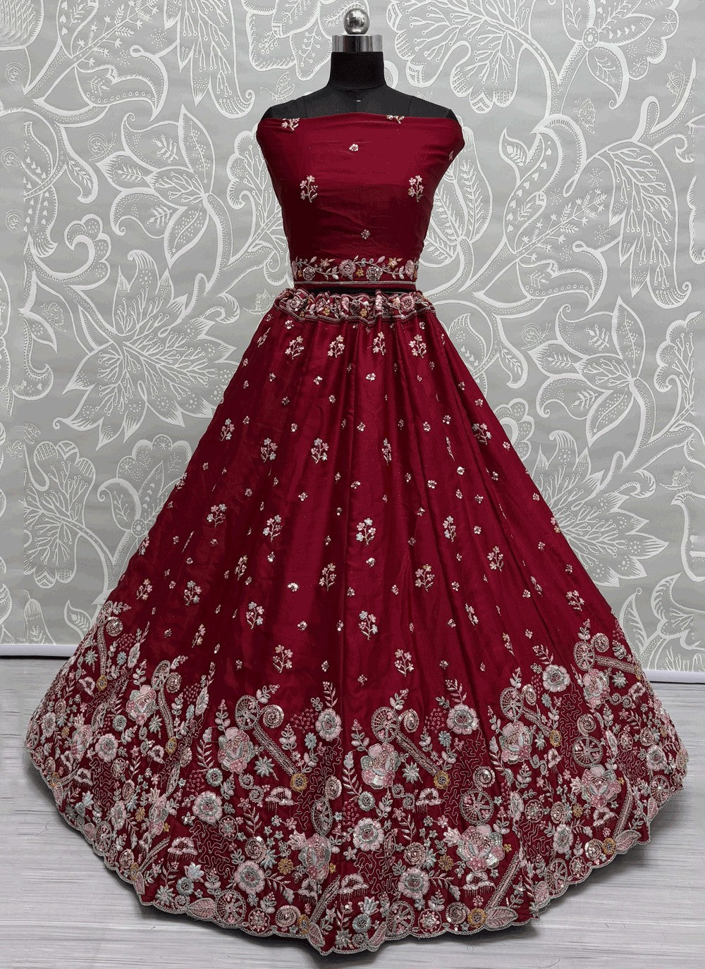 Embroidered Silk A - Line Lehenga - L2888