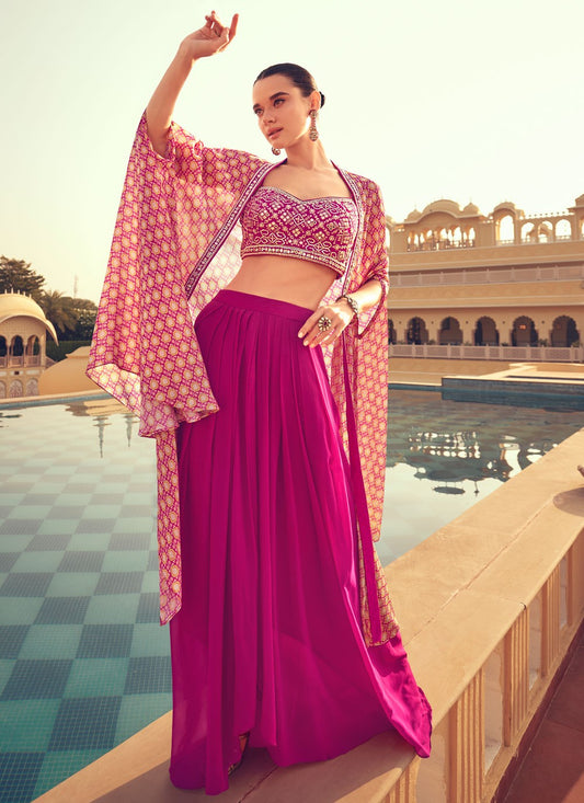 Plain Chinon, Silk Readymade Lehenga Choli - L2945