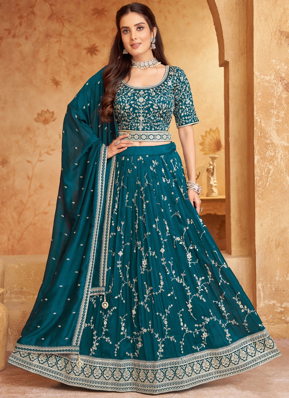 Weaving Zari Silk Readymade Lehenga Choli - L3016