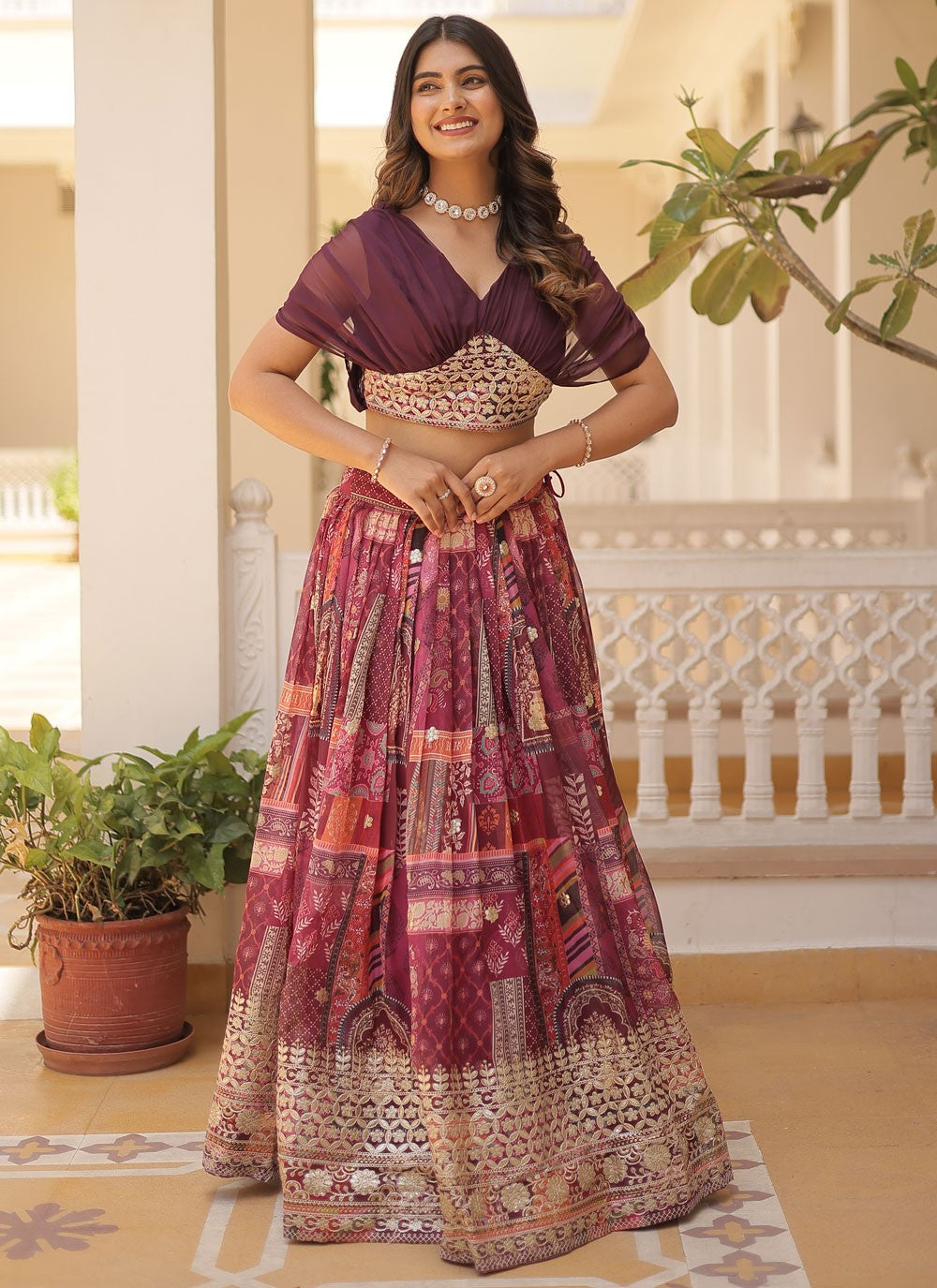 Digital Print Silk Readymade Lehenga Choli - L1801