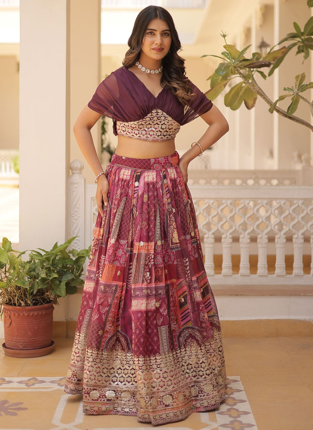 Digital Print Silk Readymade Lehenga Choli - L1801