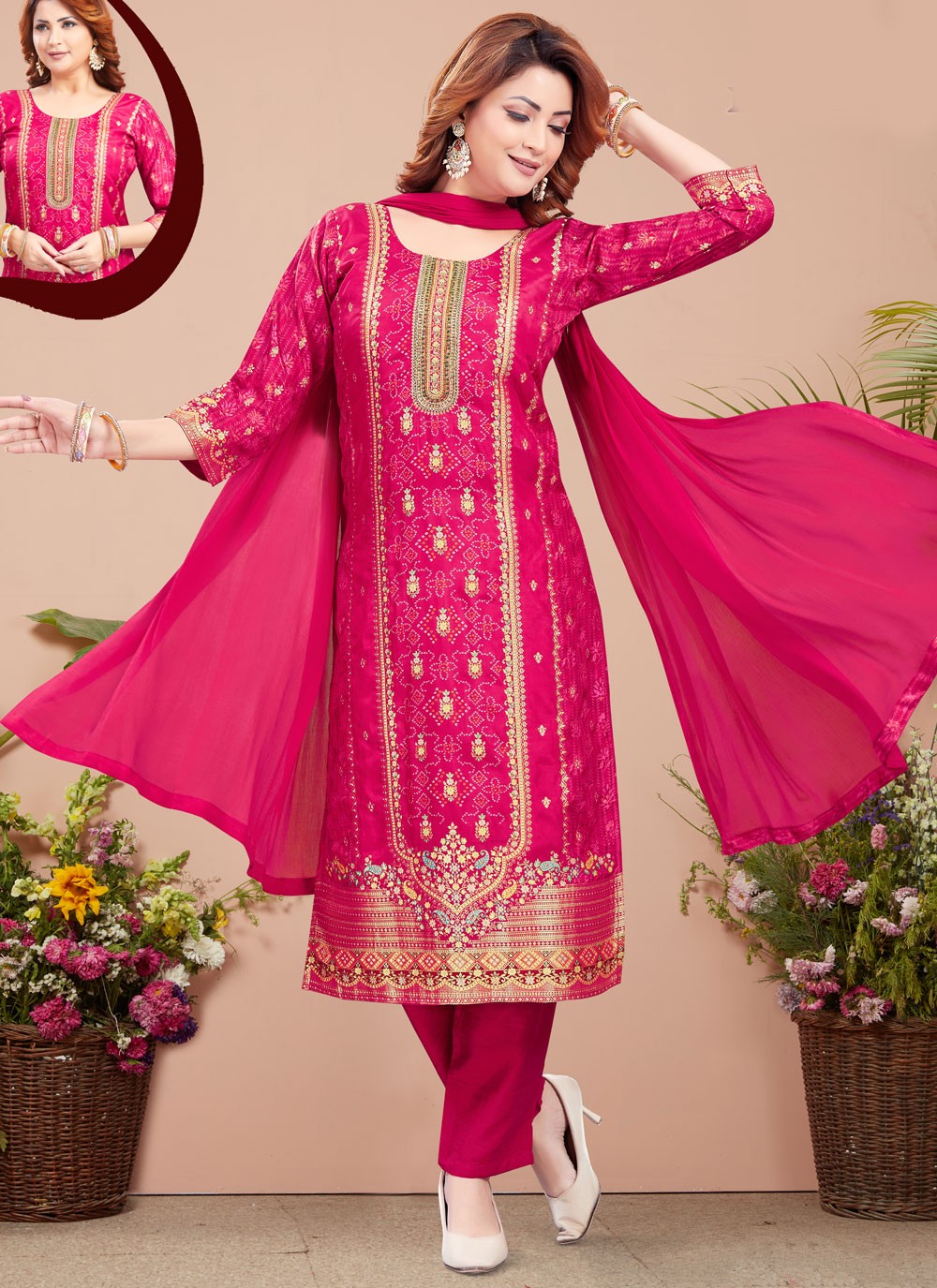 Embroidered Silk Salwar Suit - T4324