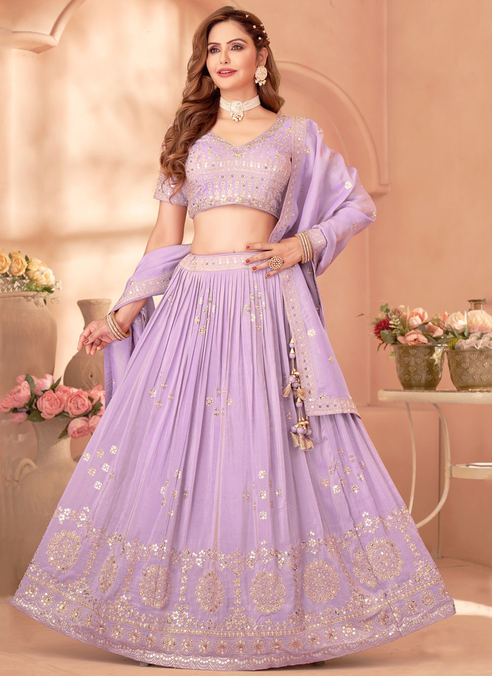 Embroidered Silk Lehenga - L3130