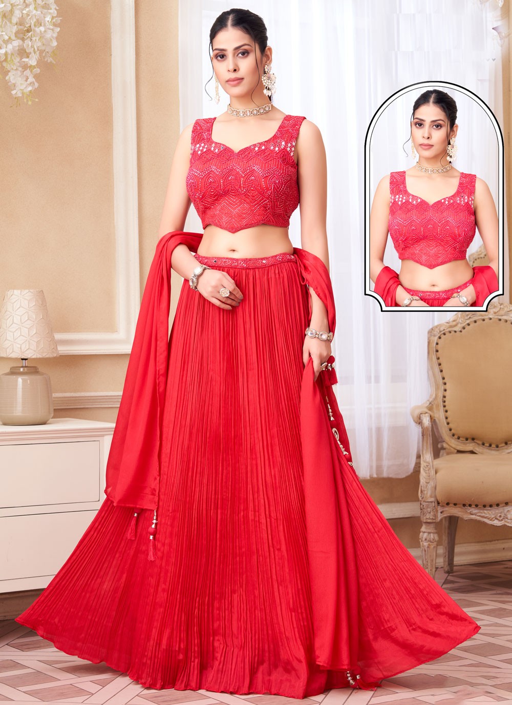 Plain Silk Lehenga - L3036