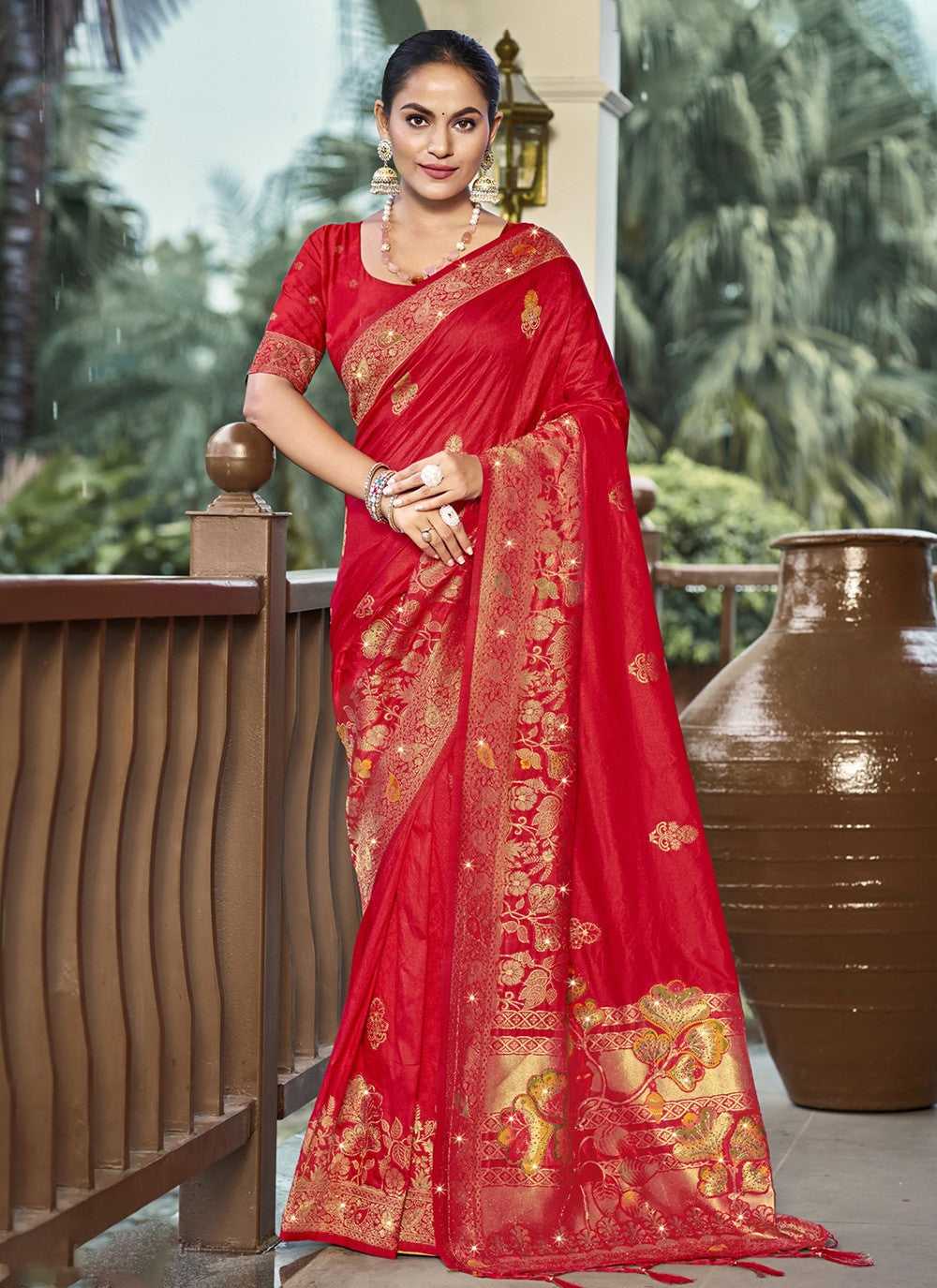 Trendy Printed Silk Saree - S9913