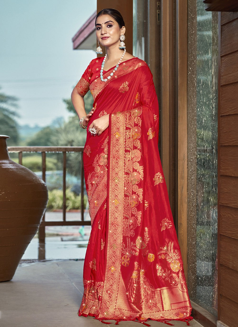 Trendy Printed Silk Saree - S9913