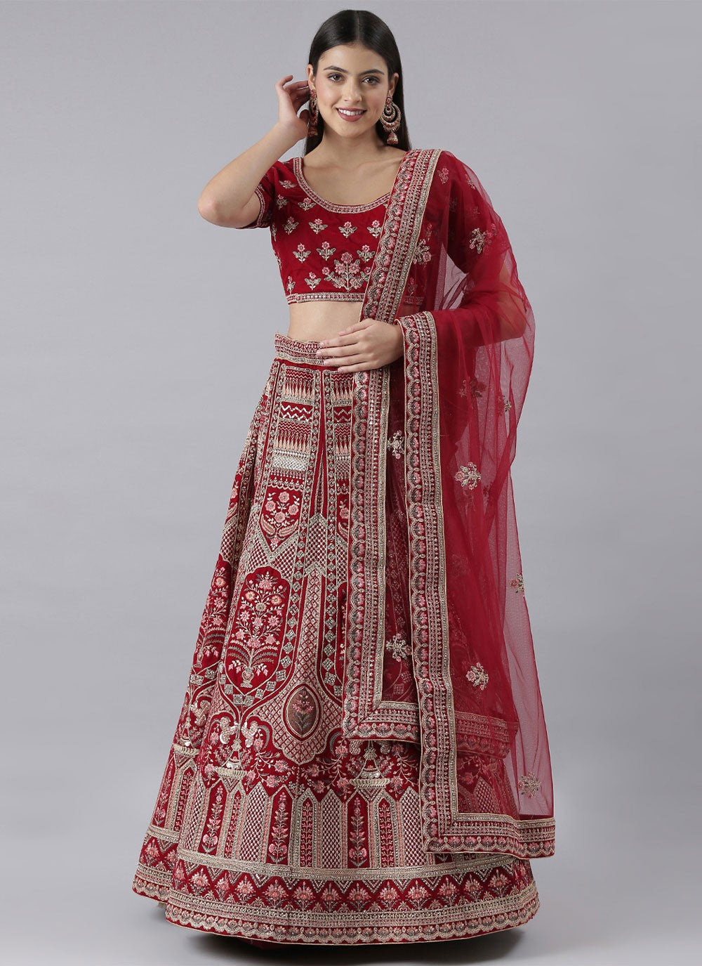 Embroidered Silk A - Line Lehenga - L0709