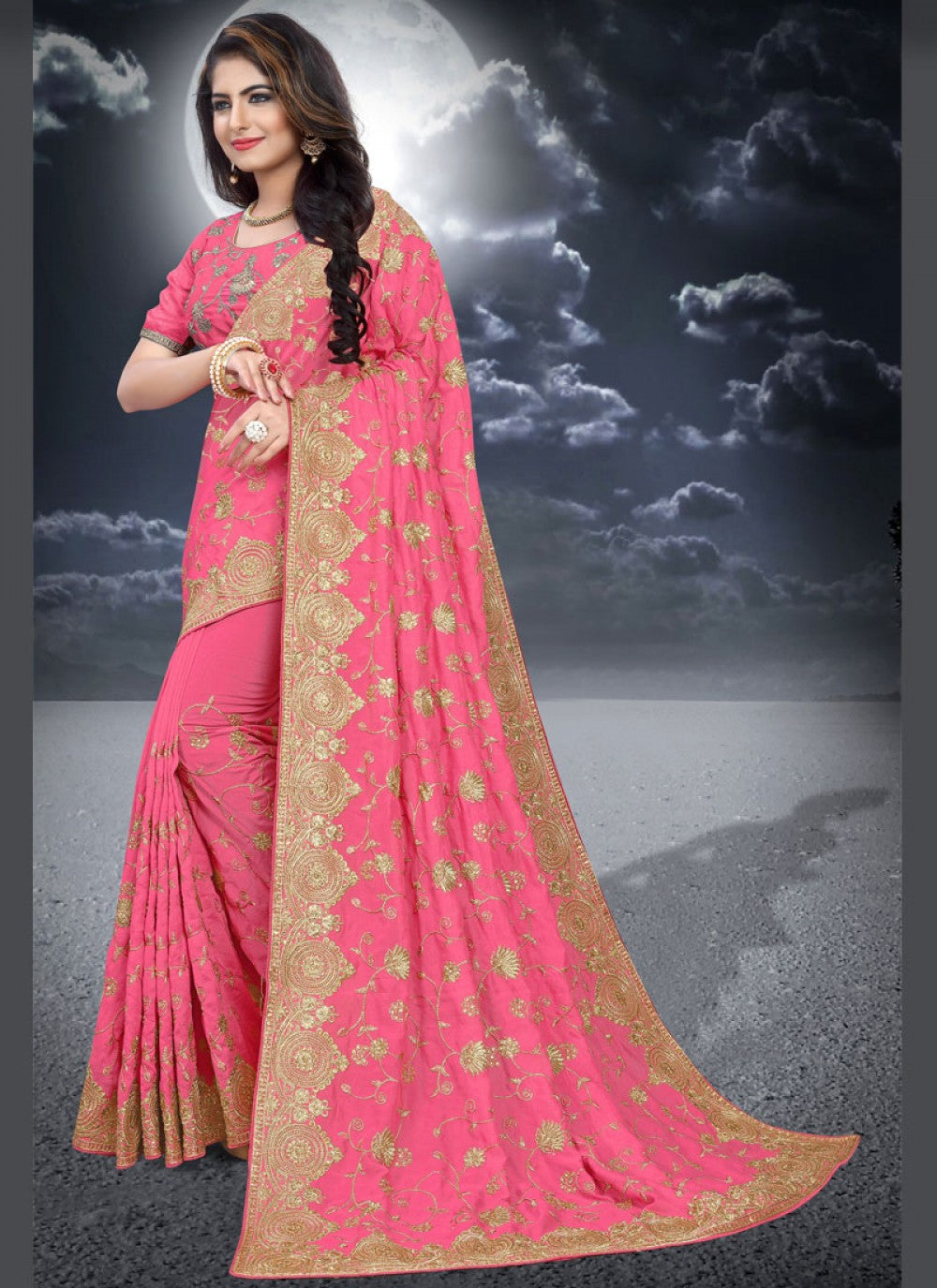 Classic Embroidered Silk Saree - S0282