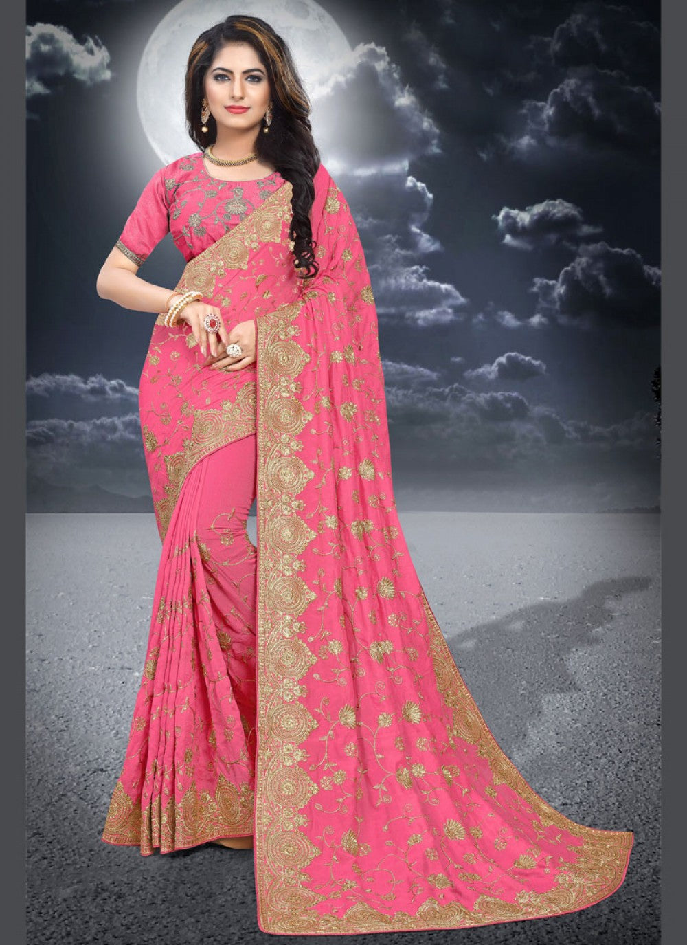 Classic Embroidered Silk Saree - S0282