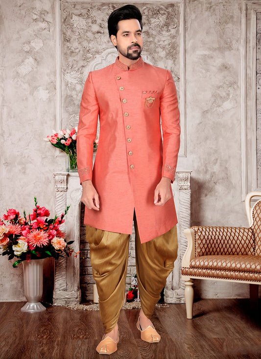 Hand Embroidery Silk Pink Indo Western Sherwani - M2981